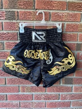 ANOTHERBOXER Black Muay Thai Shorts Sz large